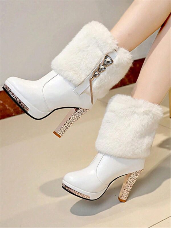 Botas Altas de Invierno con Ribete de Piel y Cristales - Image 7