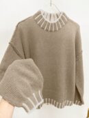 Sweater Casual Oversize con Cuello y Puños Estampados