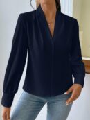 Blusa de Oficina Elegante de Manga Larga con Cuello en V