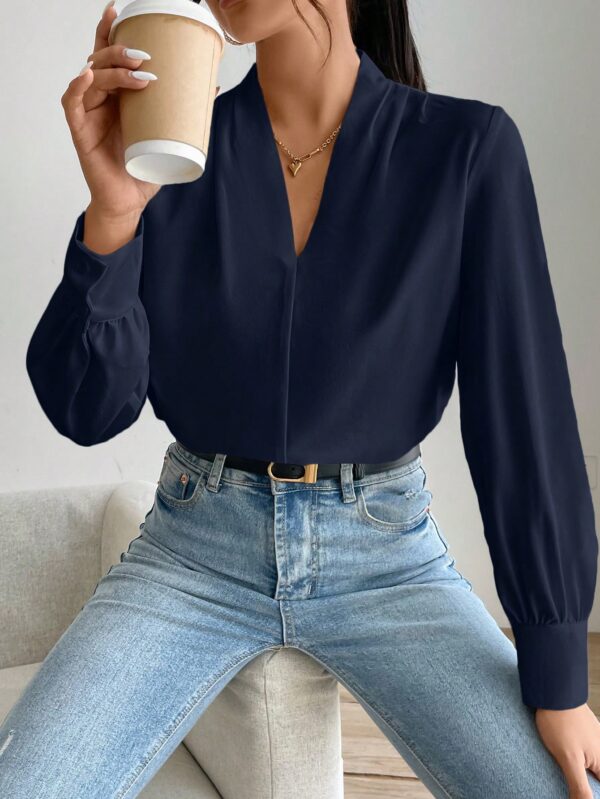 Blusa de Oficina Elegante de Manga Larga con Cuello en V - Image 20