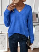 Sudadera Casual de Cuello V con Manga Larga y Hombros Caídos