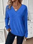 Sudadera Casual de Cuello V con Manga Larga y Hombros Caídos