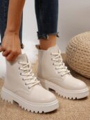 Botas de Cordones con Detalle de Mármol Negro