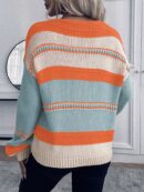 Sweater Casual a Rayas con Hombros Caídos para Otoño/Invierno
