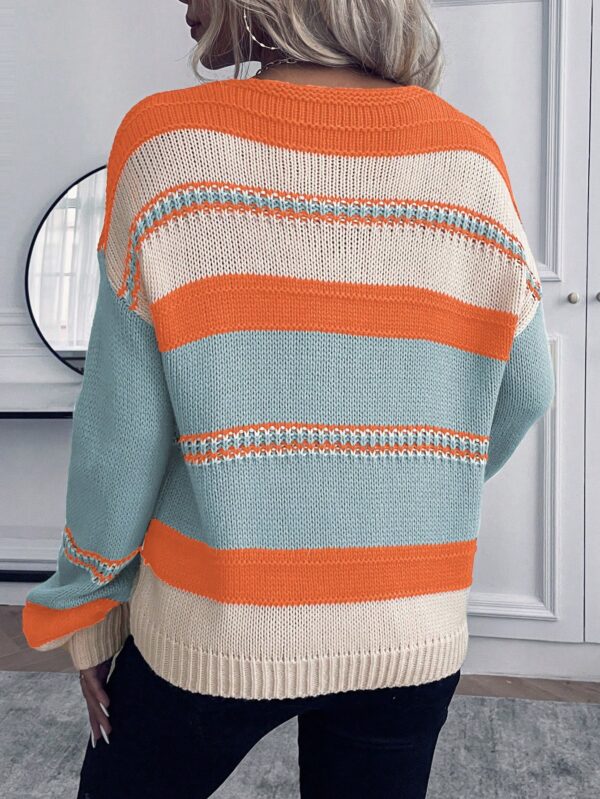 Sweater Casual a Rayas con Hombros Caídos para Otoño/Invierno - Image 44