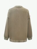 Sweater Casual Oversize con Cuello y Puños Estampados