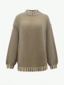 Sweater Casual Oversize con Cuello y Puños Estampados