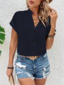 Blusa Batwing Manga Corta en Color Sólido
