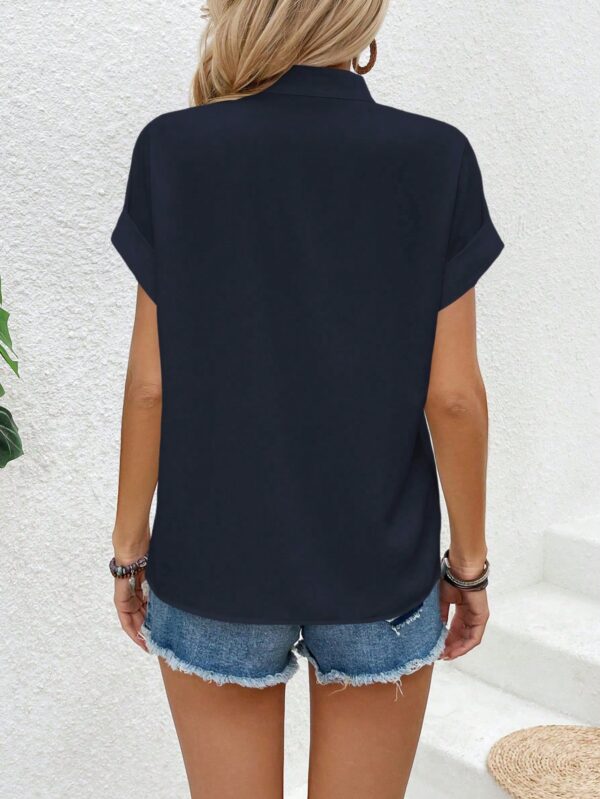 Blusa Batwing Manga Corta en Color Sólido - Image 14