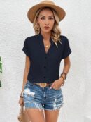 Blusa Batwing Manga Corta en Color Sólido