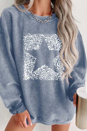 Buzo de Mujer con Estampado de Leopardo y Estrellas