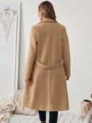 Abrigo Camel Casual de Doble Botonadura con Cinturón