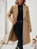Abrigo Camel Casual de Doble Botonadura con Cinturón