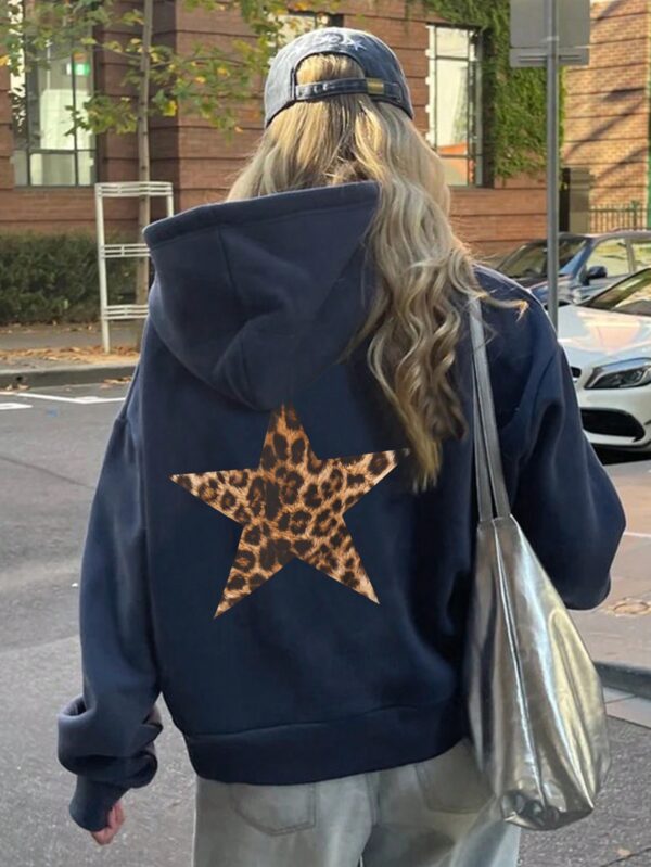 Buzo Oversize con Capucha y Estampado Geométrico & de Leopardo - Image 13