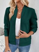 Chaqueta Tejida Jacquard Casual en Color Caqui