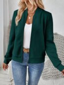 Chaqueta Tejida Jacquard Casual en Color Caqui