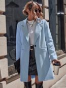 Abrigo de Lana Estilo Casual con Solapa y Botón Único