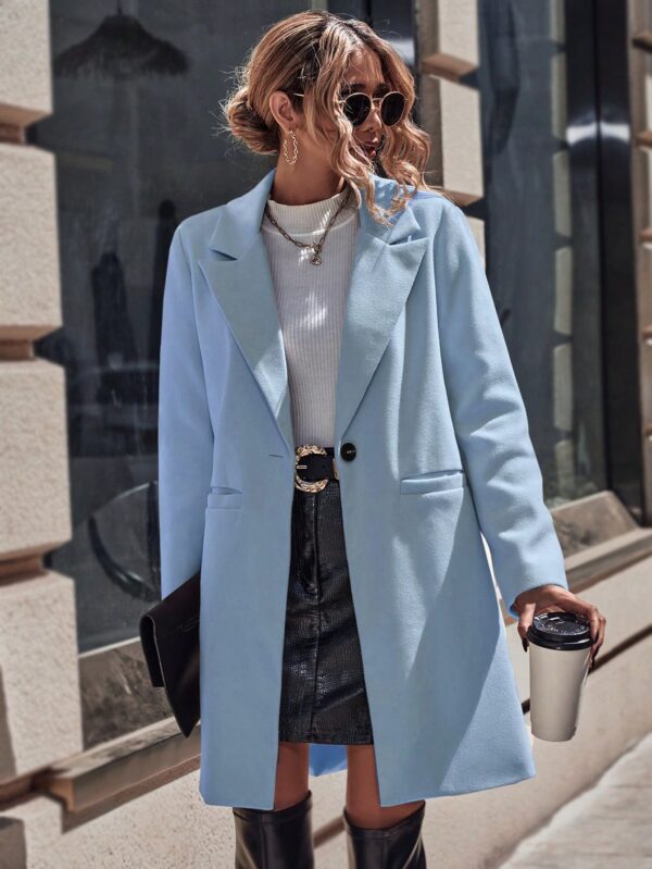 Abrigo de Lana Estilo Casual con Solapa y Botón Único