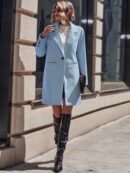 Abrigo de Lana Estilo Casual con Solapa y Botón Único