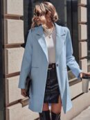 Abrigo de Lana Estilo Casual con Solapa y Botón Único