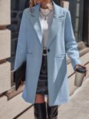 Abrigo de Lana Estilo Casual con Solapa y Botón Único