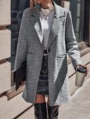 Abrigo de Lana Estilo Casual con Solapa y Botón Único