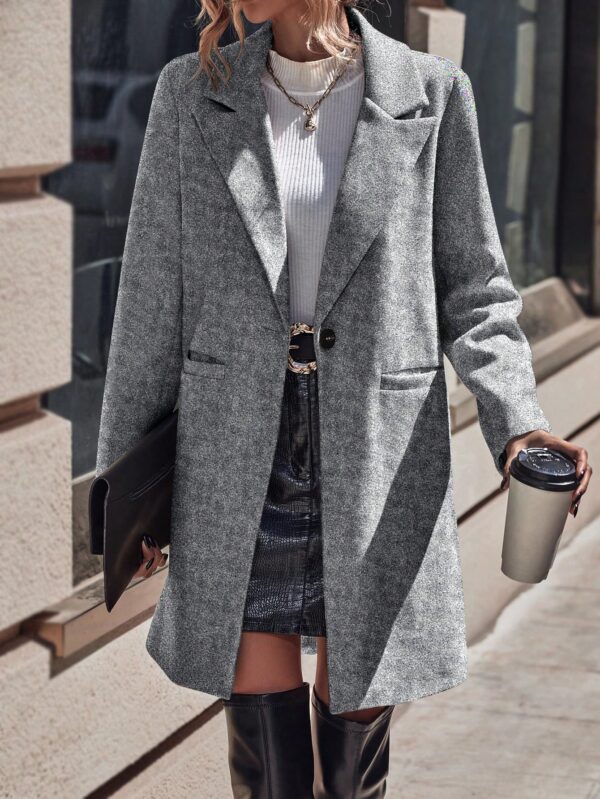 Abrigo de Lana Estilo Casual con Solapa y Botón Único - Image 19