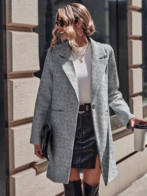 Abrigo de Lana Estilo Casual con Solapa y Botón Único - Image 22