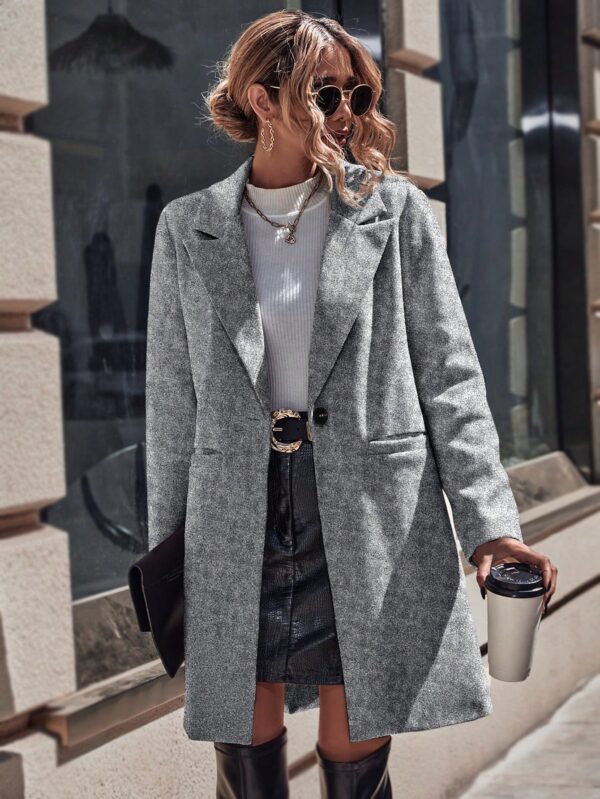 Abrigo de Lana Estilo Casual con Solapa y Botón Único - Image 23