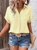 Camisa Azul Marino con Detalles Texturados y Mangas Batwing