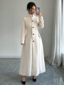 Abrigo Elegante de Invierno de Color Sólido con Cuello Alto