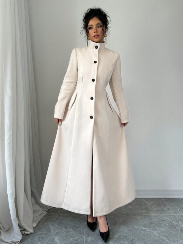 Abrigo Elegante de Invierno de Color Sólido con Cuello Alto - Image 4
