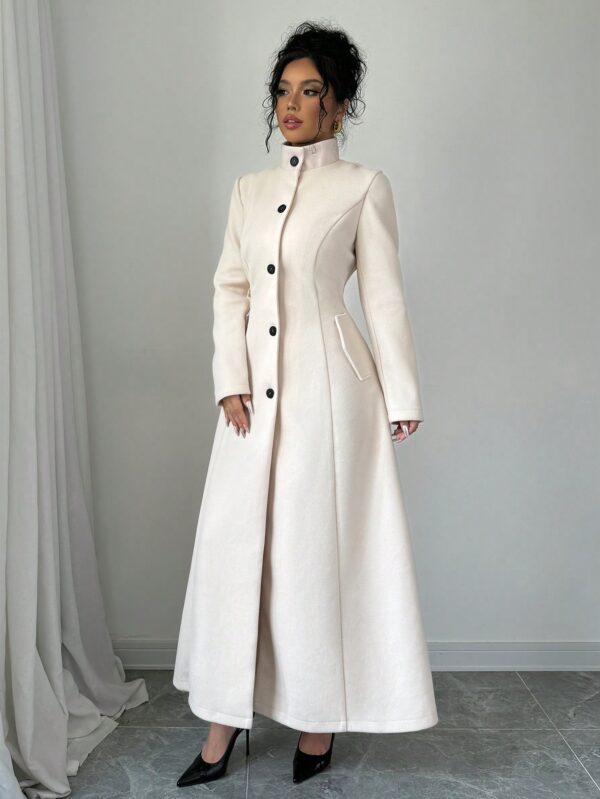 Abrigo Elegante de Invierno de Color Sólido con Cuello Alto - Image 6