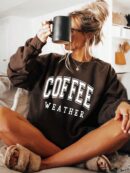 Buzo Casual de Mujer con Estampado de Letras y Cuello Redondo