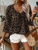 Blusa de Leopardo Suelta y a la Moda para Mujer