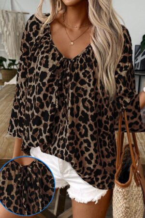Blusa de Leopardo Suelta y a la Moda para Mujer