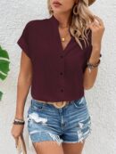 Blusa Batwing Manga Corta en Color Sólido