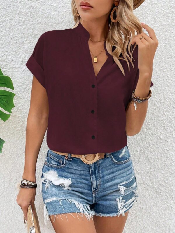Blusa Batwing Manga Corta en Color Sólido - Image 19