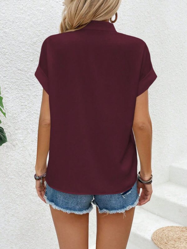 Blusa Batwing Manga Corta en Color Sólido - Image 20