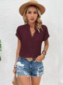 Blusa Batwing Manga Corta en Color Sólido