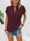 Blusa Batwing Manga Corta en Color Sólido