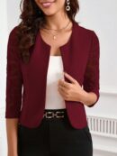 Blazer Mujer con Encaje en Mangas y Abertura frontal