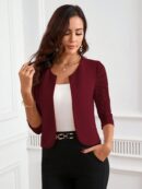 Blazer Mujer con Encaje en Mangas y Abertura frontal