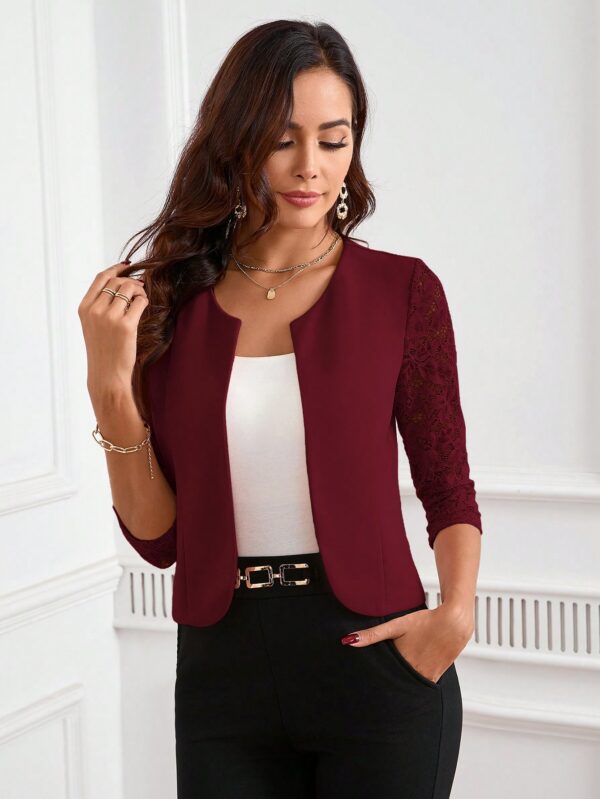 Blazer Mujer con Encaje en Mangas y Abertura frontal - Image 17