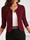 Blazer Mujer con Encaje en Mangas y Abertura frontal