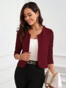 Blazer Mujer con Encaje en Mangas y Abertura frontal