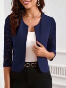 Blazer Mujer con Encaje en Mangas y Abertura frontal