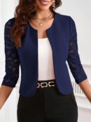 Blazer Mujer con Encaje en Mangas y Abertura frontal