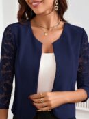 Blazer Mujer con Encaje en Mangas y Abertura frontal
