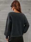 Sweater V-Neck con Hombros Caídos Estilo Francés